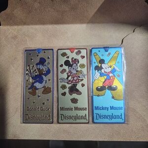 Vintage Walt Disney World Metal Bookmarks MICKEY, MINNIE, DONALD DUCK NWT